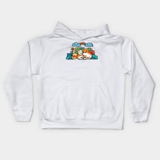 Sleeping cat with doodle art Kids Hoodie